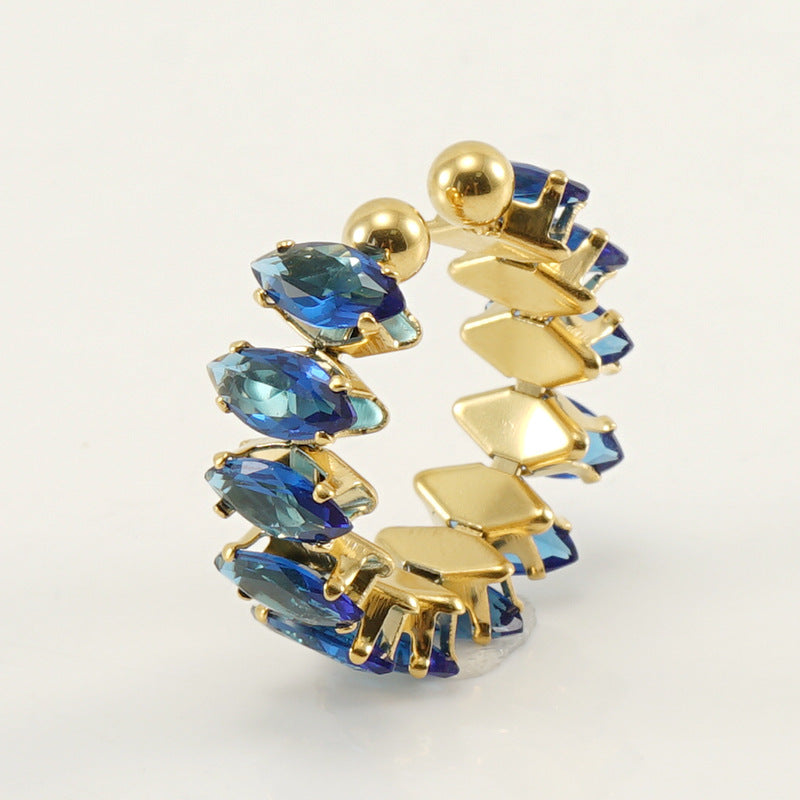 Wholesale Titanium Steel 18K Gold Plated Open Adjustable Geometric Ring